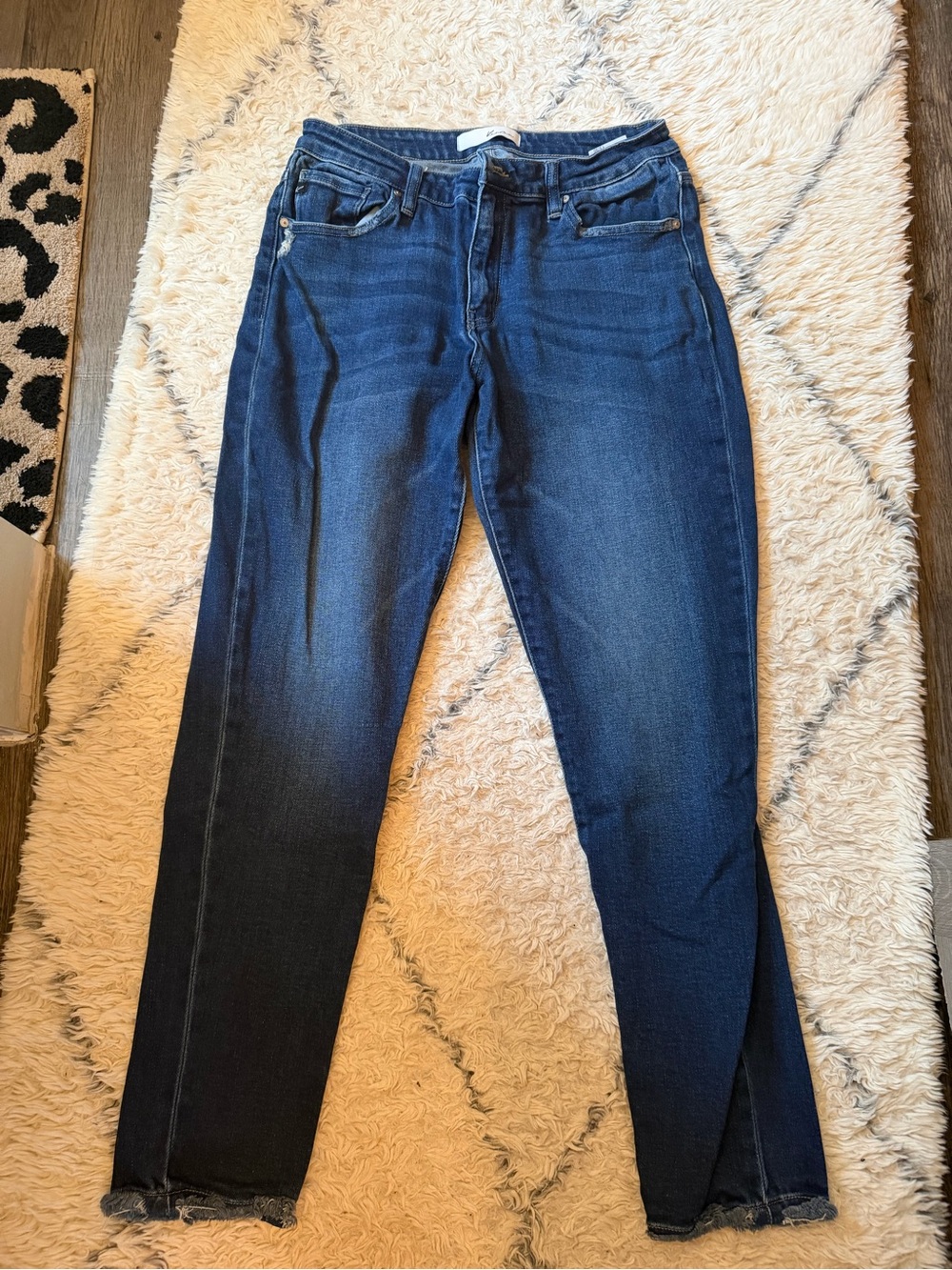 Kancan Dark Wash Straight Leg Jeans - Blue